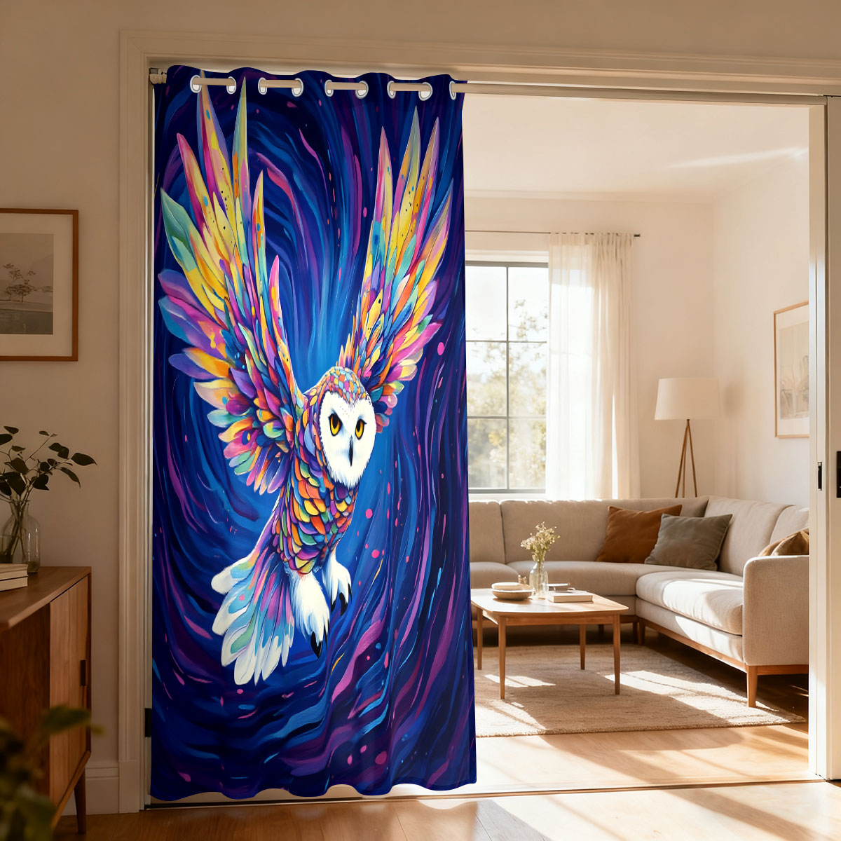 Home Decor Curtain - ستارة بحلقة واحدة مزينة بطباعة النجوم