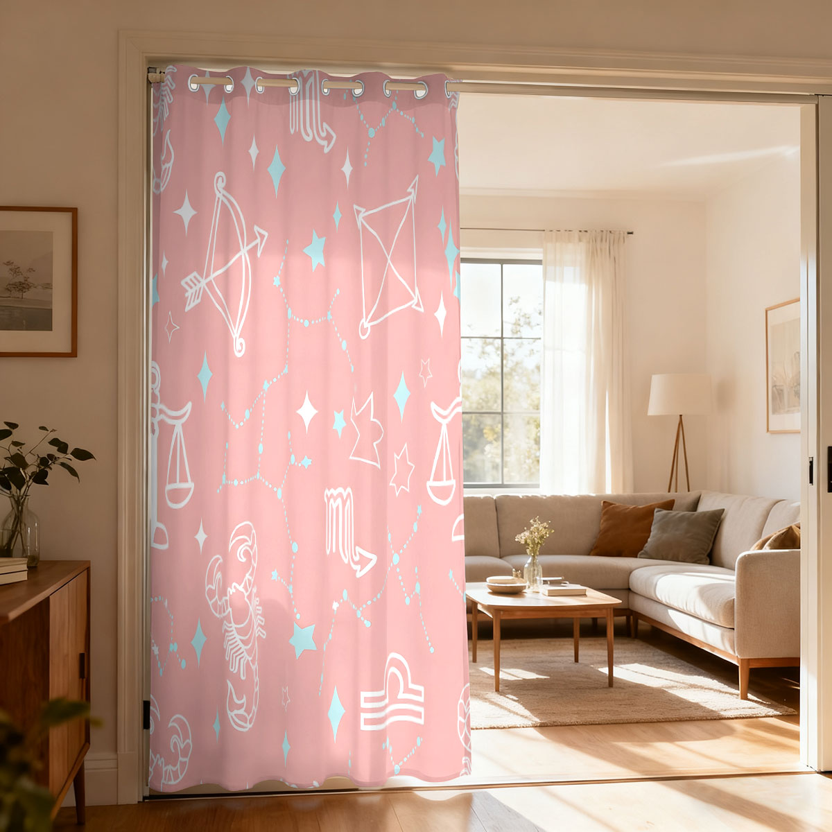 Home Decor Curtain - ستارة بطبعة نجوم السماء، ستارة بتصميم