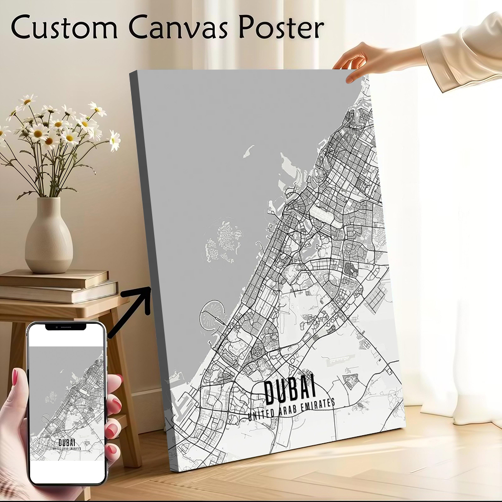 Home Decor Uae - لوحة فنية جدارية لخريطة مدينة دبي