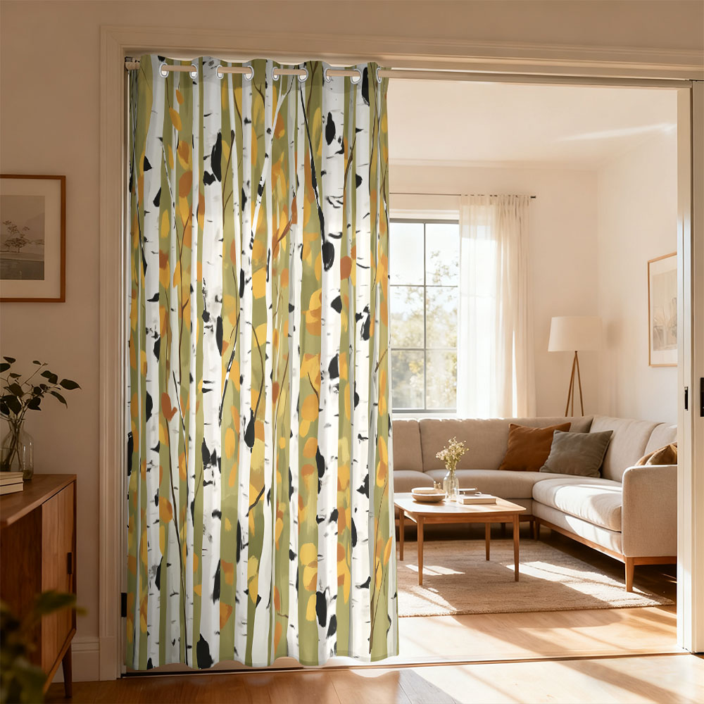 Home Decor Curtain - ستارة بحلقة واحدة بطبعة غابة البتولا