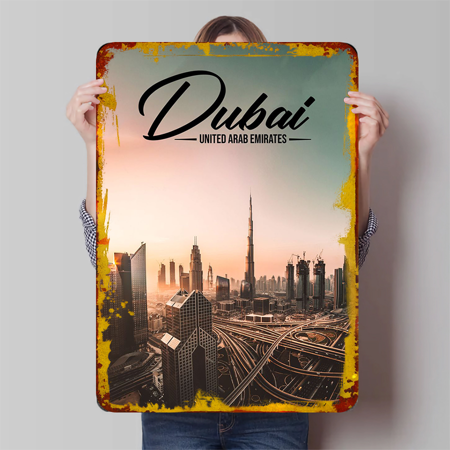 دبي سيتي سكيب جدار معدني الفن  - مراجعة Home Decor Uae وسعره