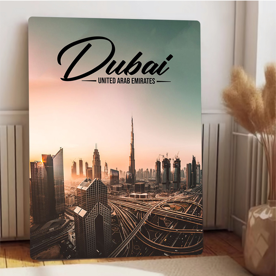 دبي سيتي سكيب جدار معدني الفن  - مراجعة Home Decor Uae وسعره