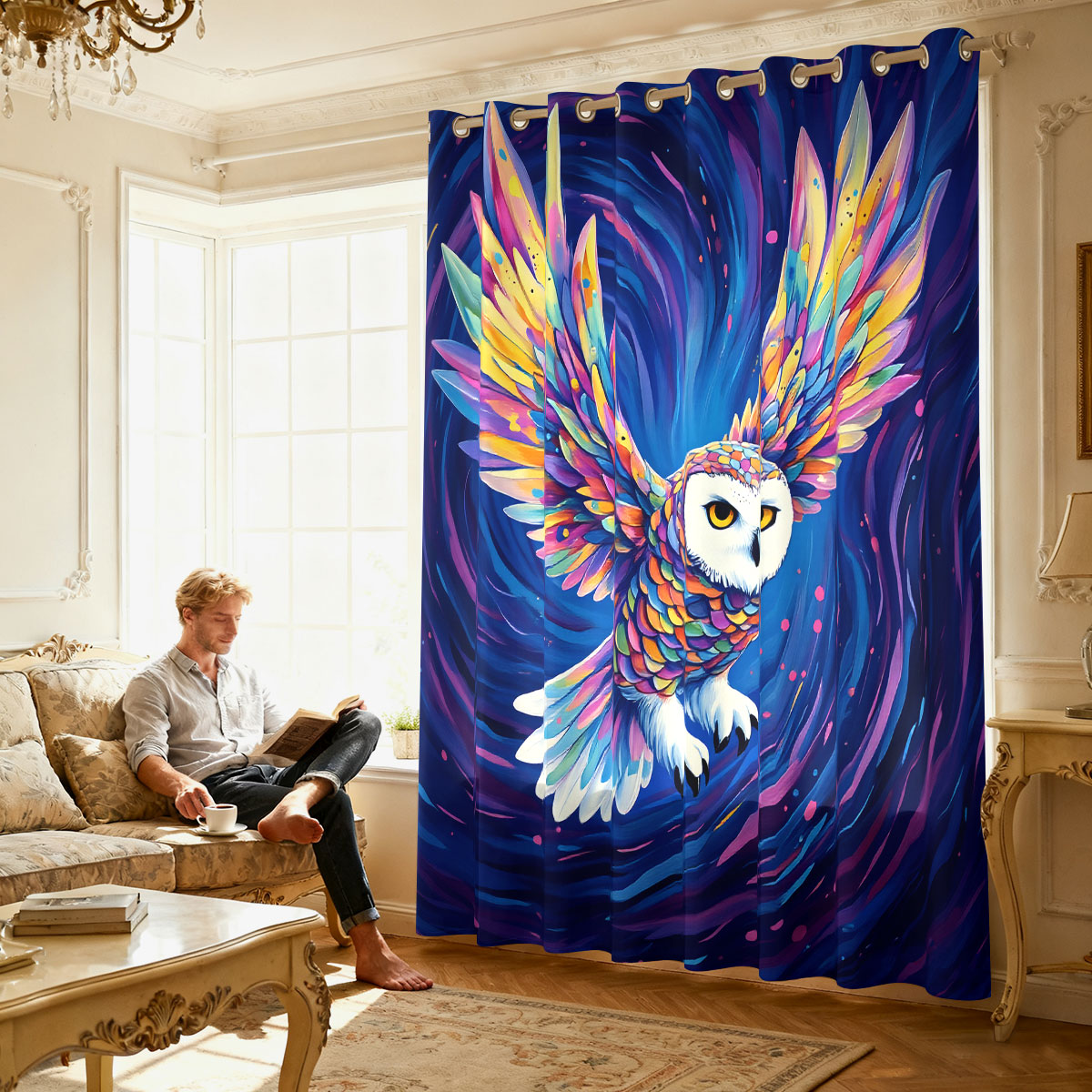 ستارة بحلقة واحدة مزينة بطباعة - مراجعة Home Decor Curtain وسعره