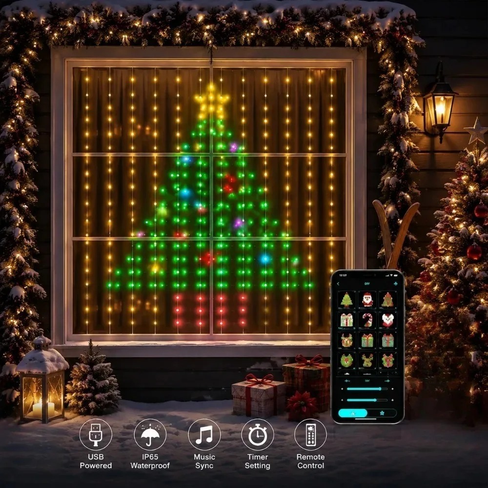 ستائر إضاءة LED بكسل مع تحكم ع - مراجعة Home Decor Curtain وسعره
