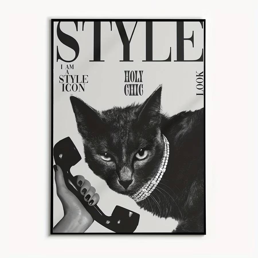 لوحة فنية جدارية لقطة سوداء عت - مراجعة Home Decor Cat وسعره
