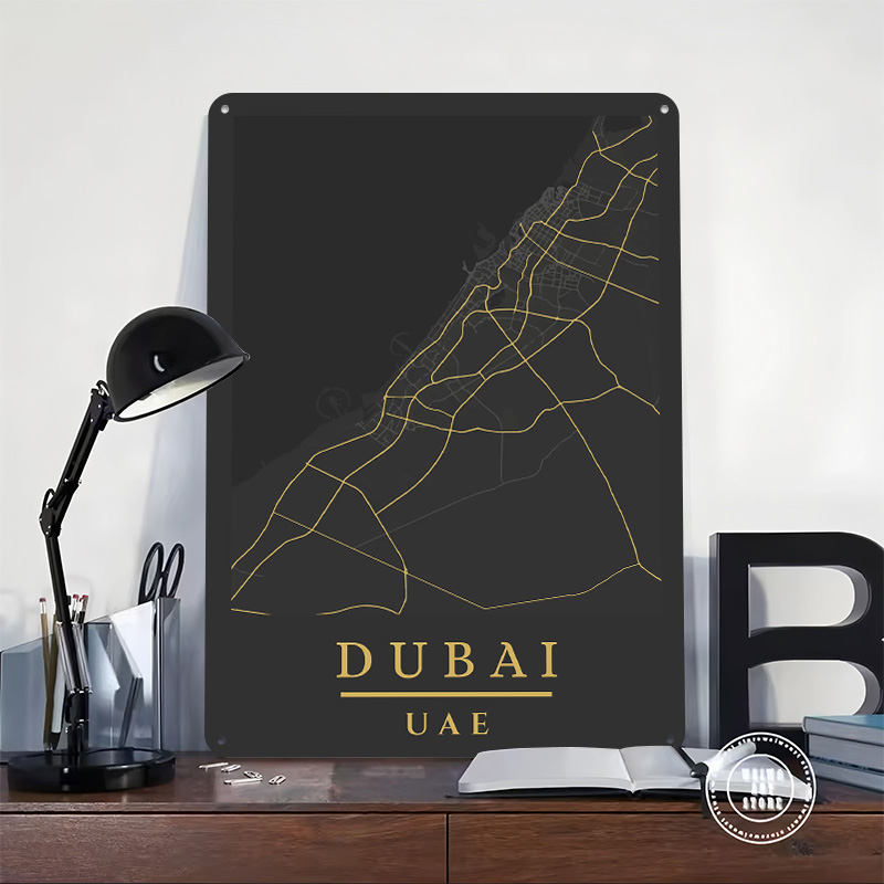 لوحة فنية مطبوعة لخريطة دبي ال - مراجعة Home Decor Uae وسعره