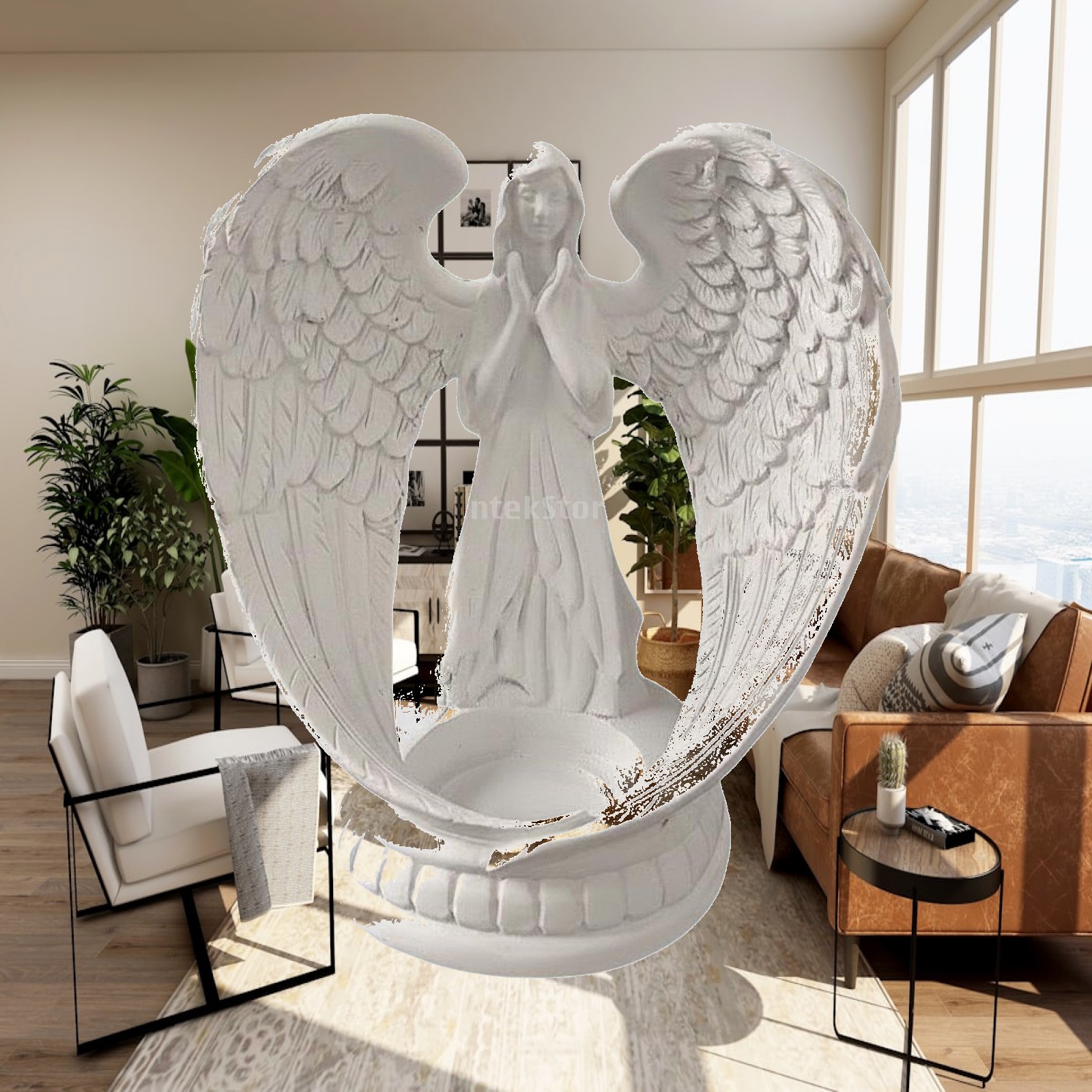 تمثال ملاك من الراتنج الأبيض ب - مراجعة Home Decor White وسعره